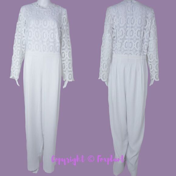 NEW Eloquii white Lace Wide Leg long sleeves Jumpsuit, women's size 24 - Picture 3 of 16